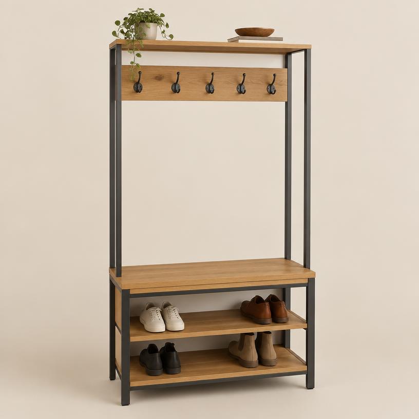 Hall Tree Bench with Hooks