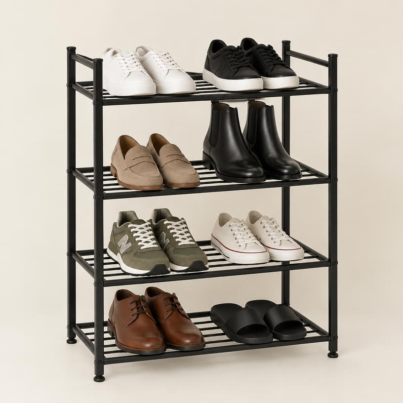 4-Tier Stackable Metal Shoe Rack